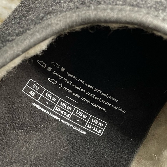 MAHABIS Classic Gray Wool Slippers Removable insole EU45 US Mens 11-11.5 main image 8